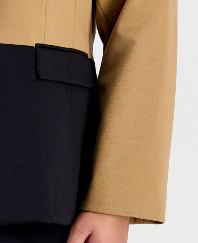 Plus Size Peplum Empire-Waist Seam Colorblock Jacket & Dress, 2-Piece Set