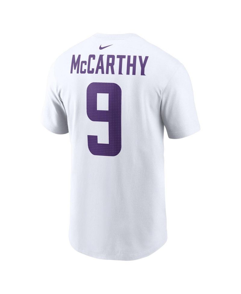 Men's J.J. McCarthy White Minnesota Vikings Player Name & Number T-Shirt