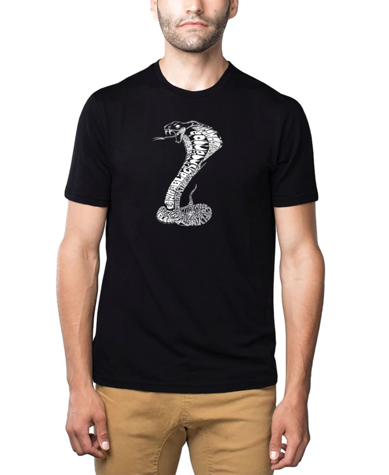 Men's Cotton/Poly Blend Word Art T-Shirt - Cobra Types of Snakes