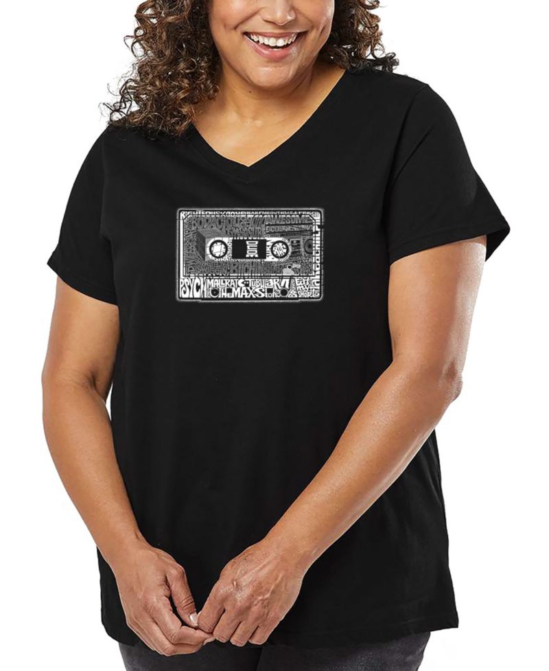 Plus Size The 80's Word Art V-Neck T-Shirt