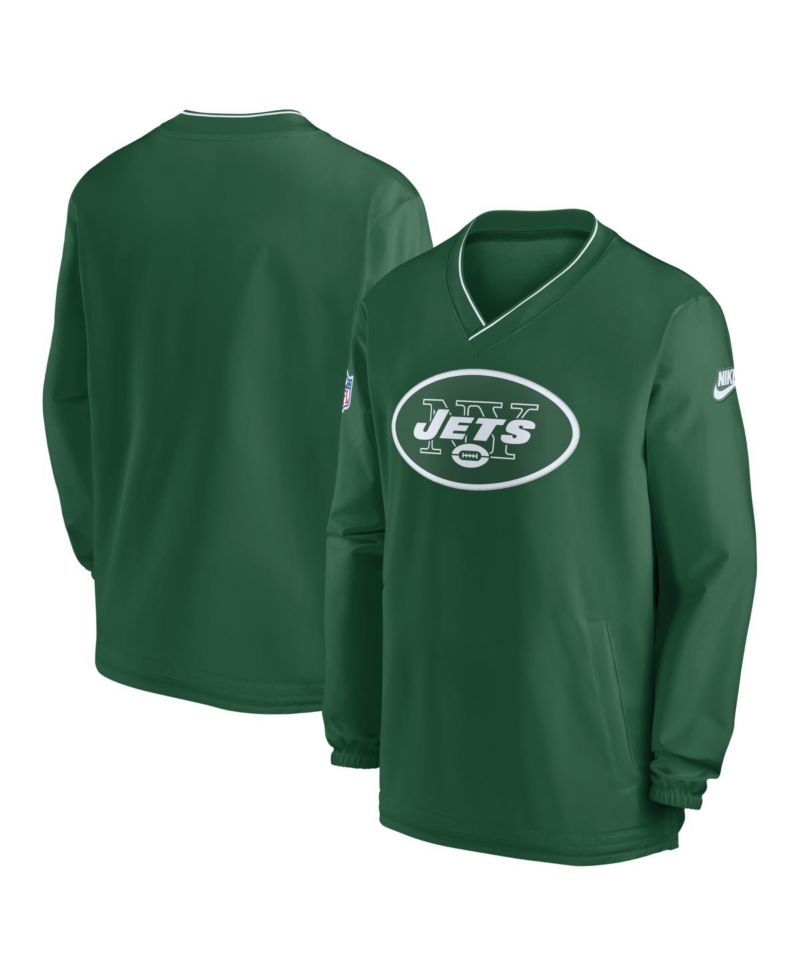 Men's Kelly Green New York Jets Throwback Logo Long-Sleeve V-Neck Wind shirt