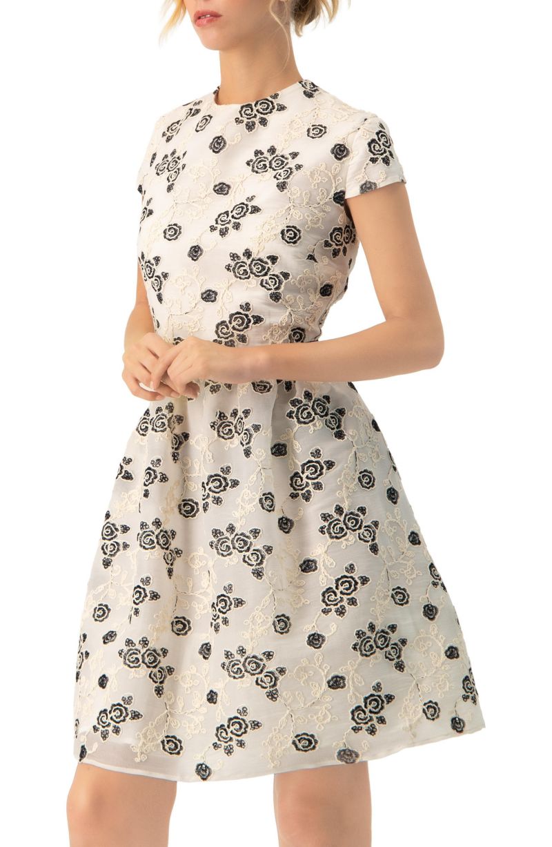 Women's Floral Embroidered Short A-Line Dress
