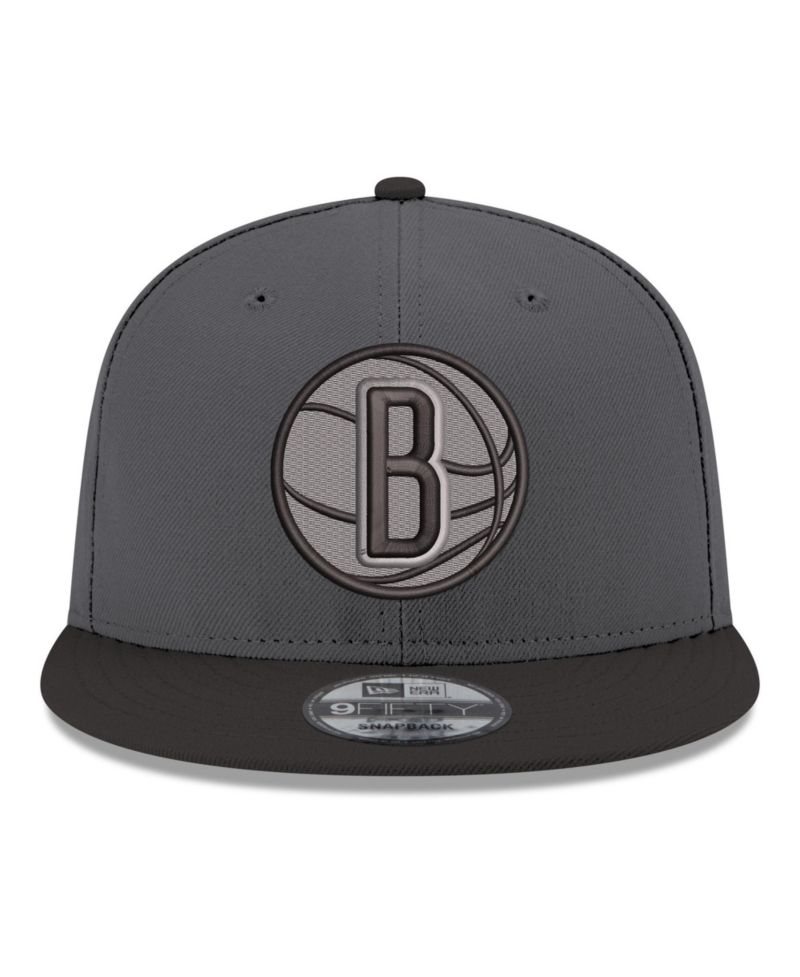 Men's Gray/Black Brooklyn Nets Logo 2-Tone 9FIFTY Snapback Hat