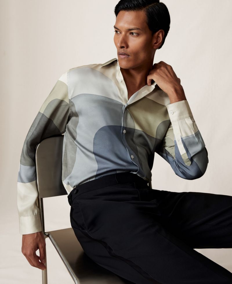 Men's Felix Abstract-Print Long-Sleeve Shirt
