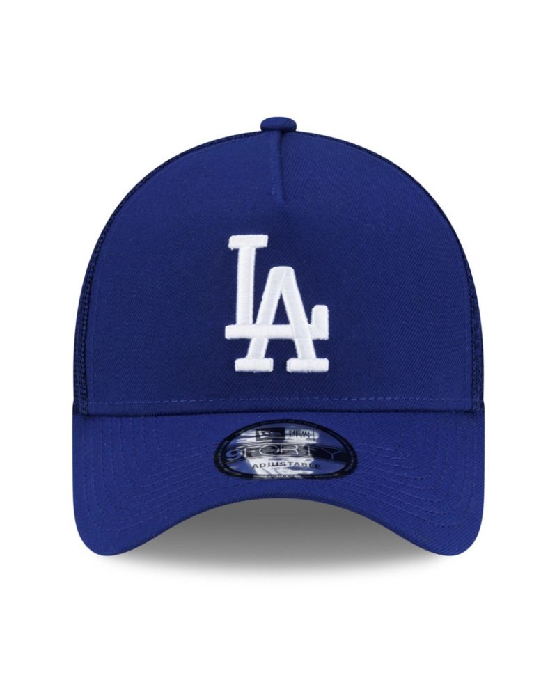 Men's Royal Los Angeles Dodgers Side Script 9FORTY A-Frame Trucker Adjustable Hat