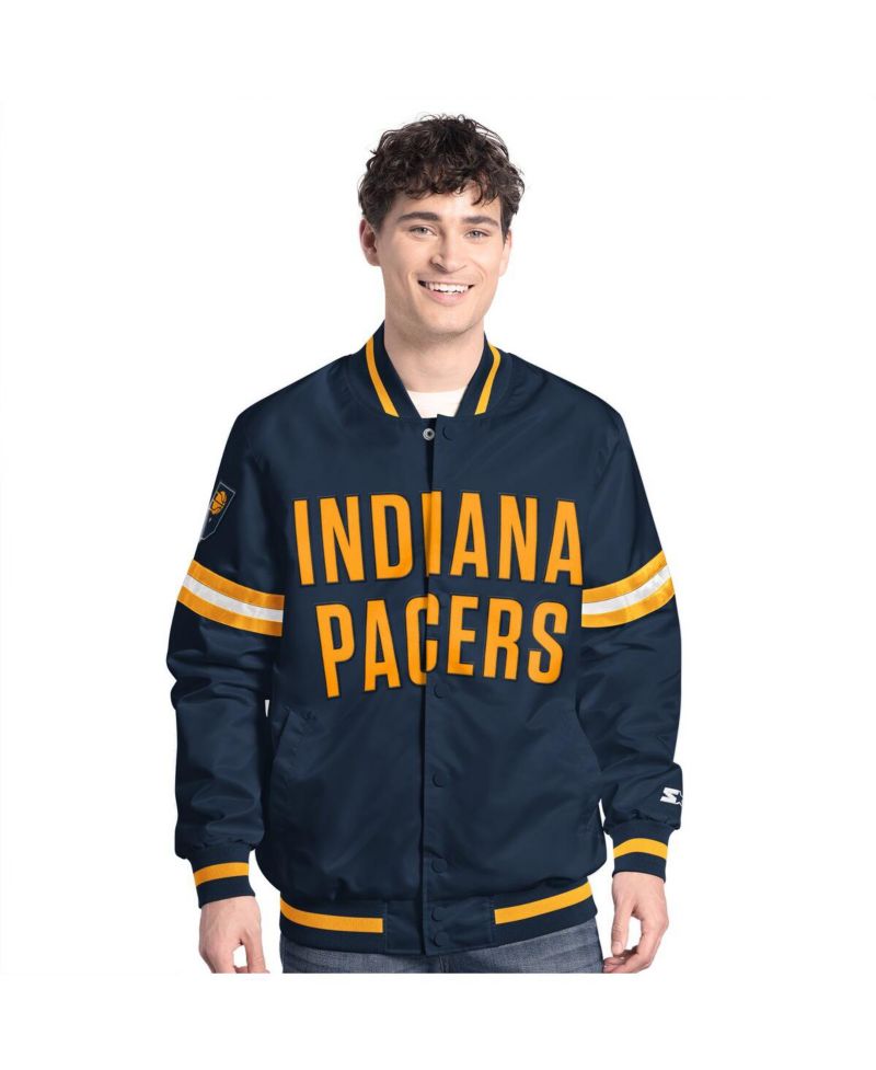Men's Navy/Gold Indiana Pacers Scout Full Snap Varsity Jacket