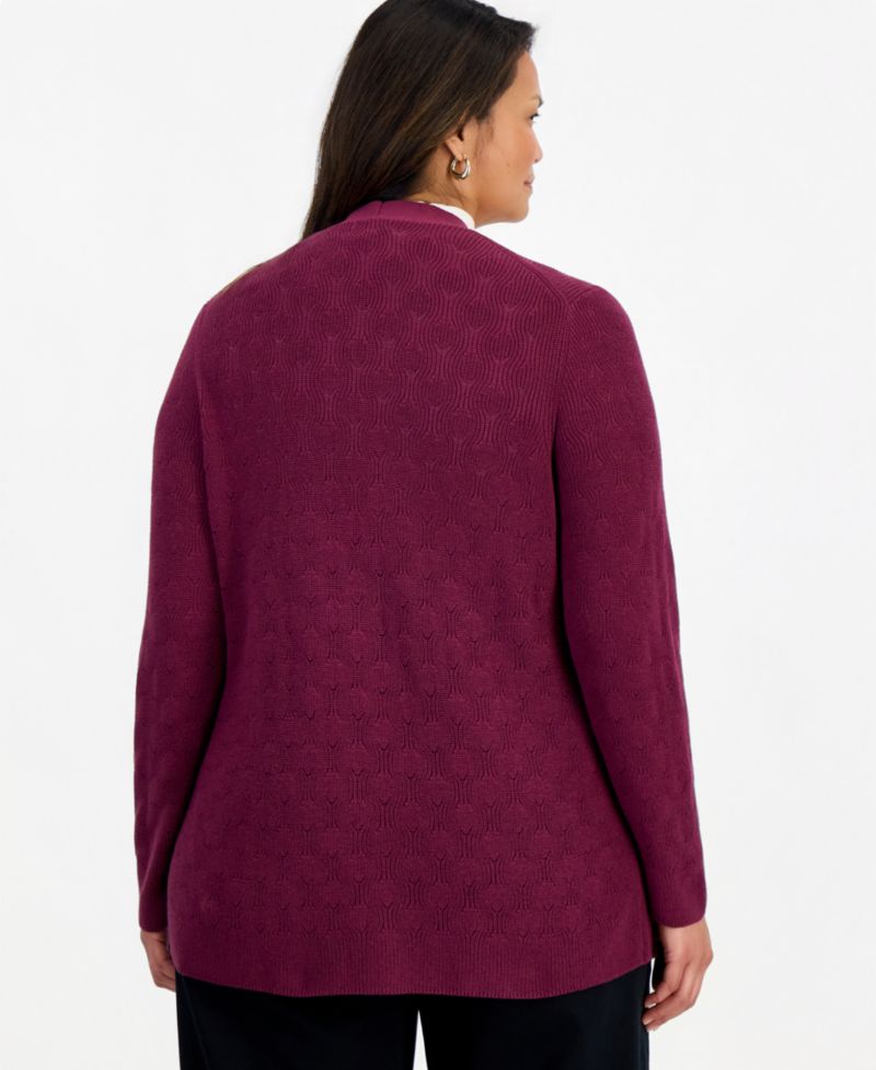 Plus Open Stitch Cardigan, Macy's Exclusive