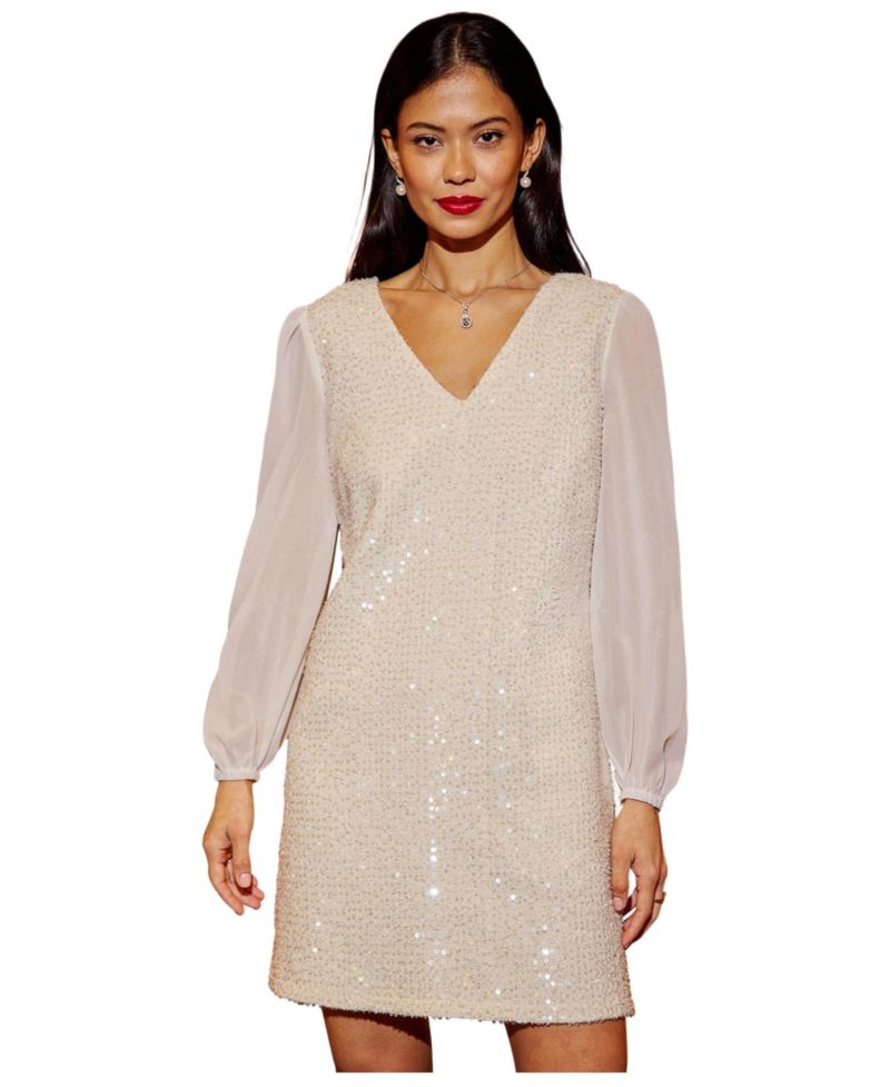 Women's Women'sSequin Tunic Dress With Tie Back
