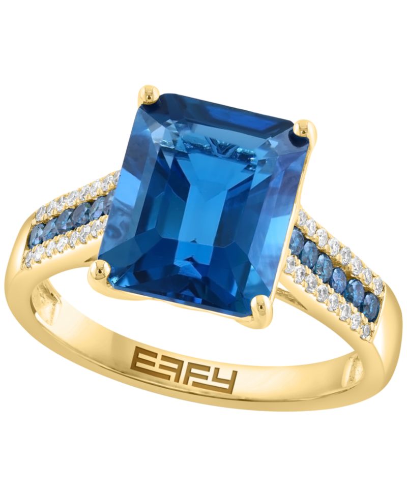London Blue Topaz (4-1/3 ct. t.w.) & Diamond (1/4 ct. t.w.) Ring in 14k White Gold (Also Available in 14k Yellow Gold)