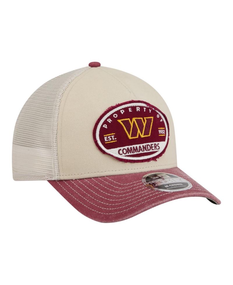 Men's Natural Washington Commanders Frayed M-Crown A-Frame 9FORTY Adjustable Hat