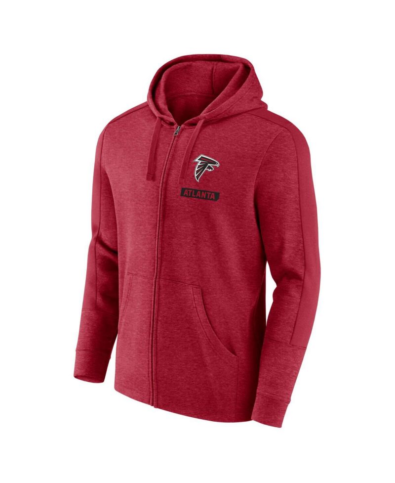 Men's Heather Red Atlanta Falcons Gains Full-Zip Hoodie