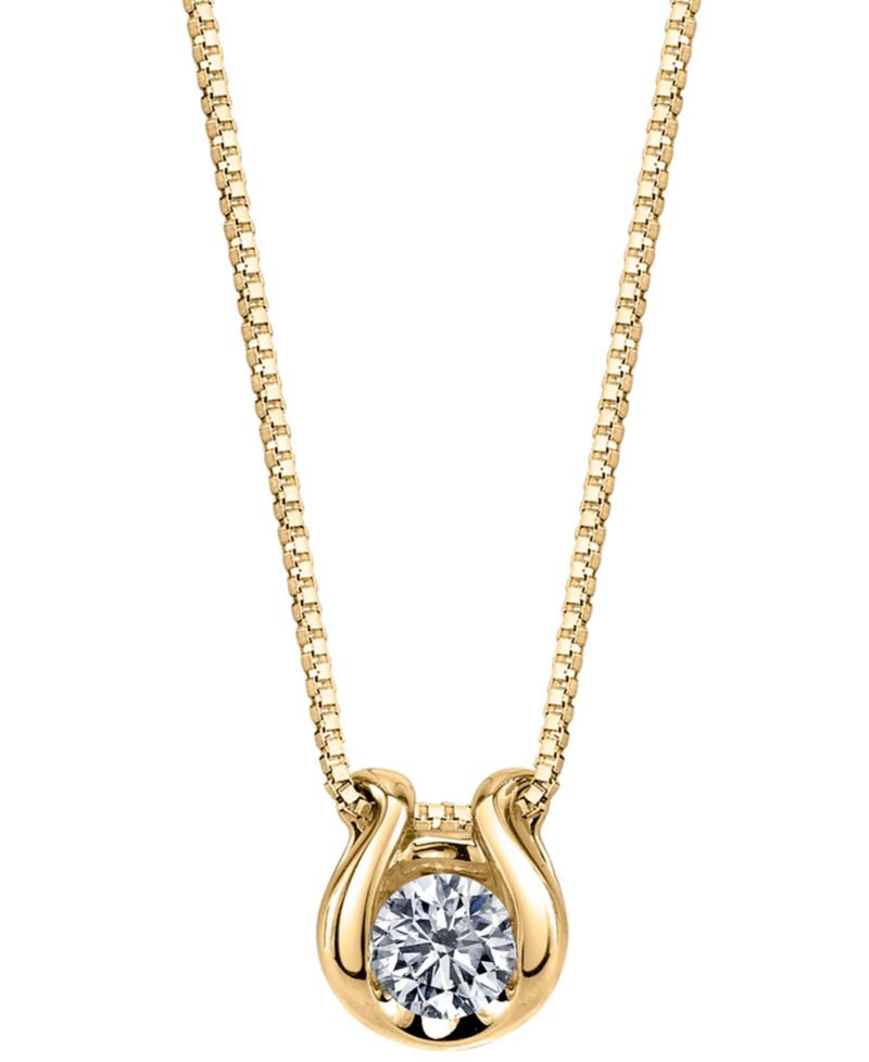 Diamond Solitaire Omega 18" Pendant Necklace (1/5 ct. t.w.) in 14k Gold
