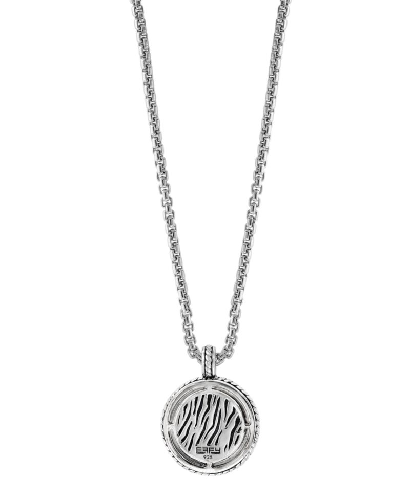 EFFY® Men's Lapis Lazuli (14-1/2mm) Compass 22" Pendant Necklace in Sterling Silver