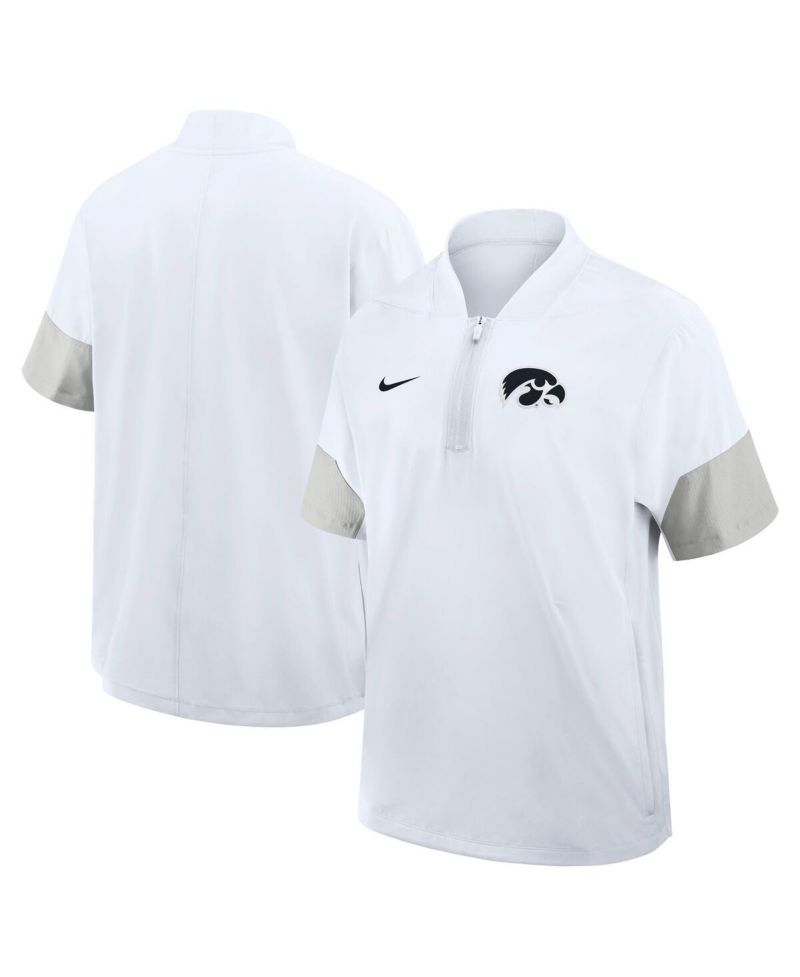 Men's White Iowa Hawkeyes 2025 Sideline Coaches Lightweight Short Sleeve Jacket