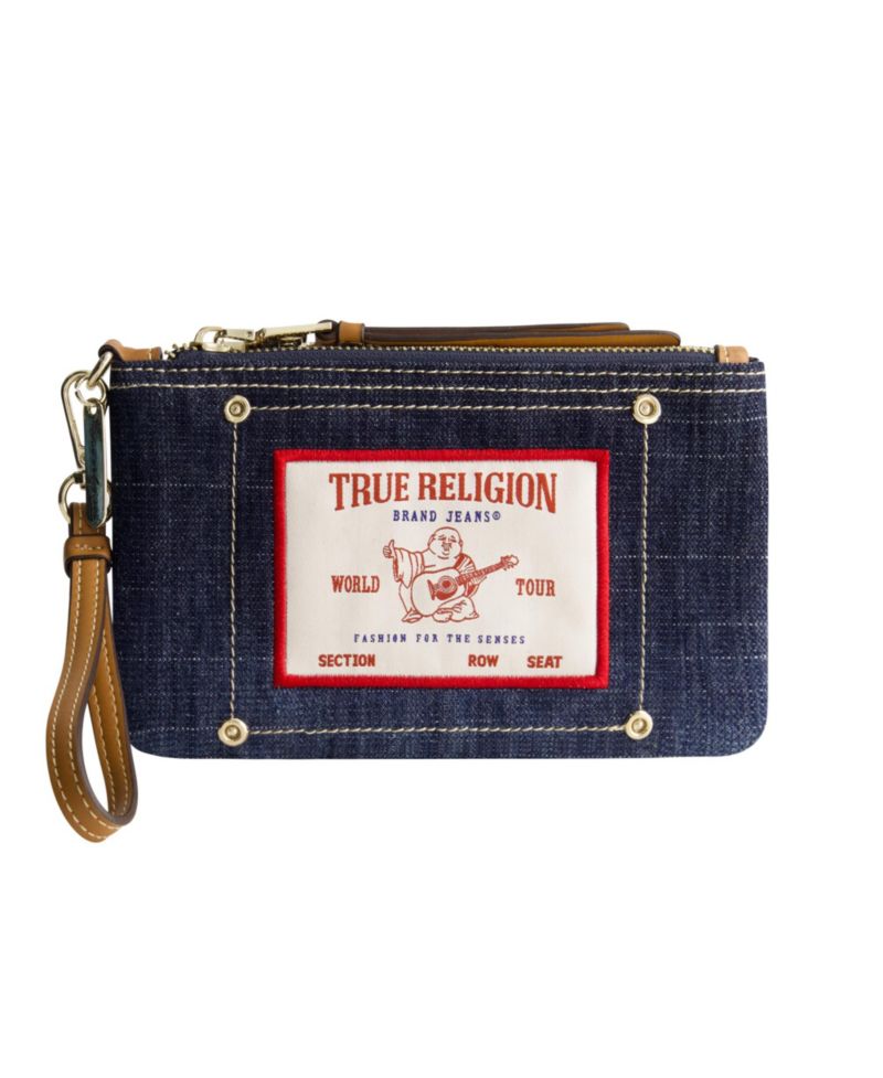 Buddha Patch Denim Wristlet