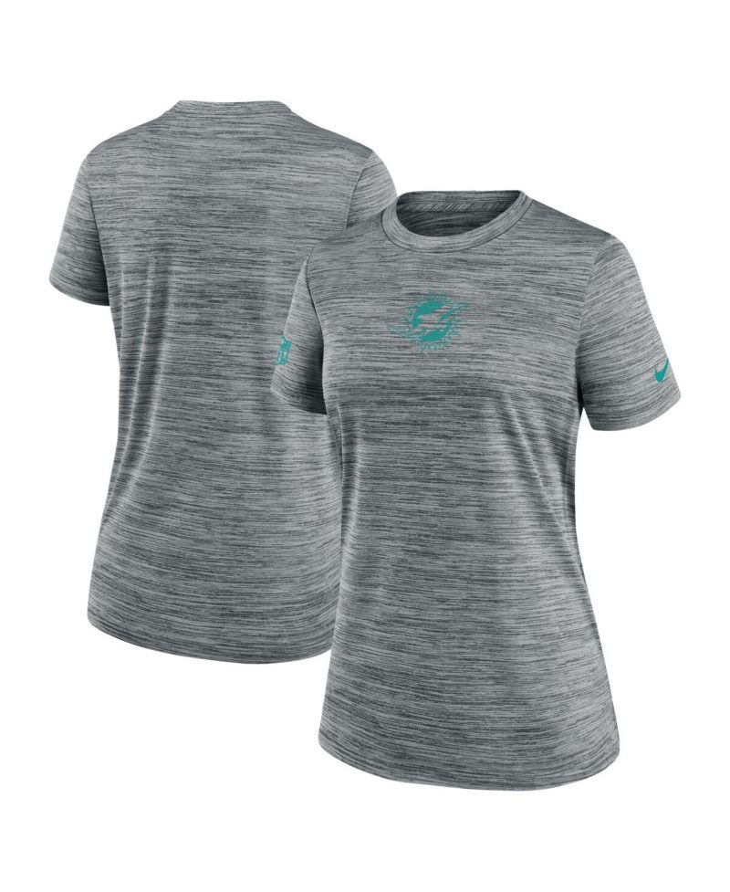 Women's Gray Miami Dolphins Sideline Velocity Performance T-Shirt