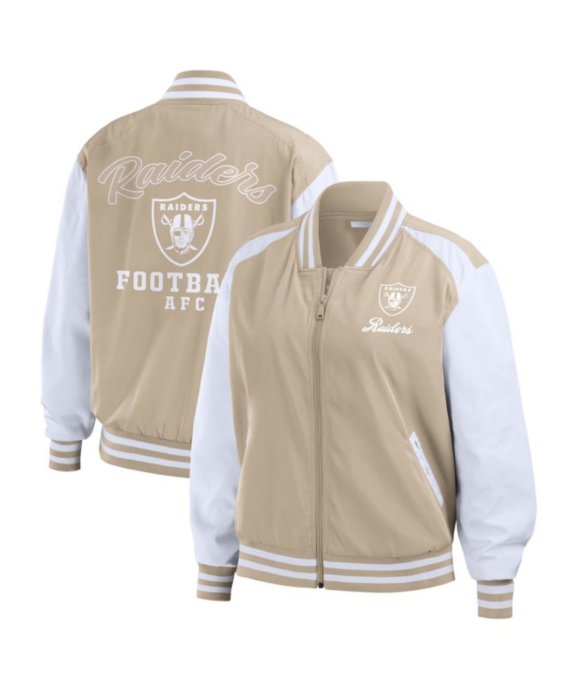 Women's Tan Las Vegas Raiders Tonal Full-Zip Bomber Jacket