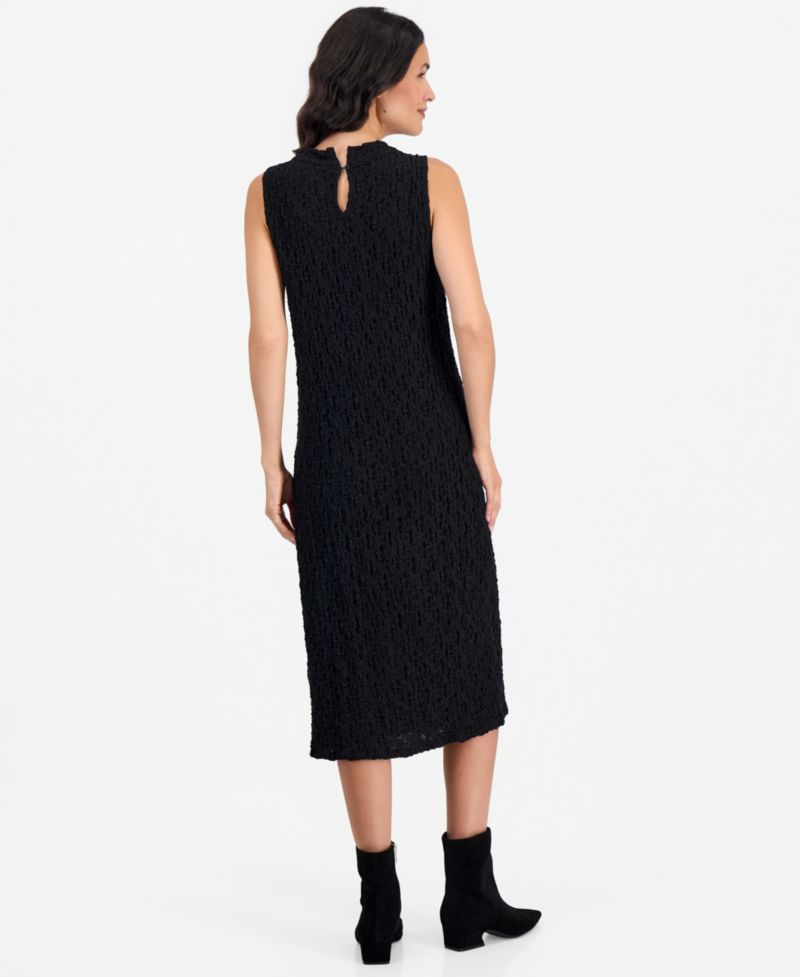 Women's Funnel-Neck Textured Midi Dress