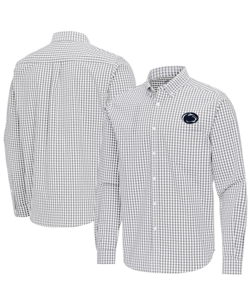 Men's Gray Penn State Nittany Lions Ellis Woven Tri-Blend Long Sleeve Button-Down Shirt
