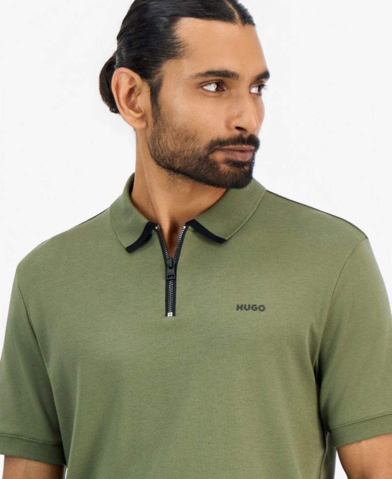 HUGO by Men's Damolino Regular-Fit Quarter-Zip Polo Shirt