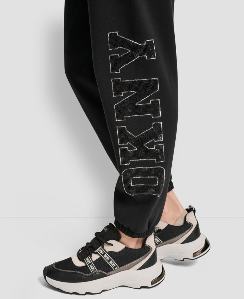 Women's Exploded Rhinestone Varsity Logo High Rise Relaxed Jogger