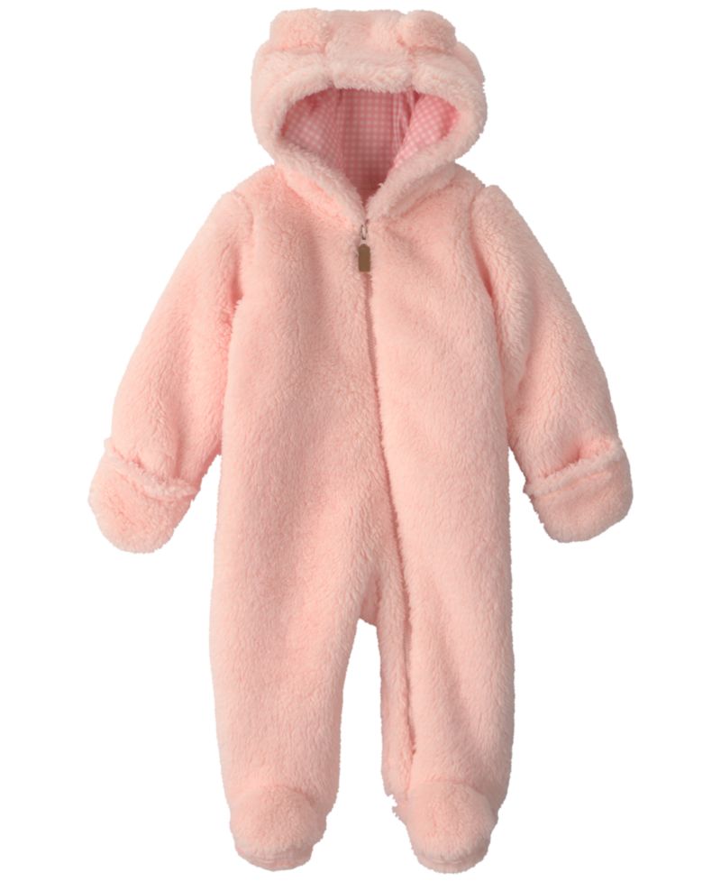 Baby Girls' Bear Hooded Long-Sleeve Jumpsuit