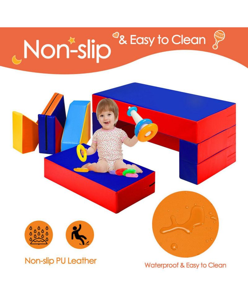 8 Pieces 4-in-1 Crawl Climb Foam Shapes Toddler Kids Playset