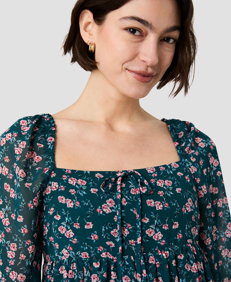 Women's Square Neck Fitted Bodice Flare Mini Dress
