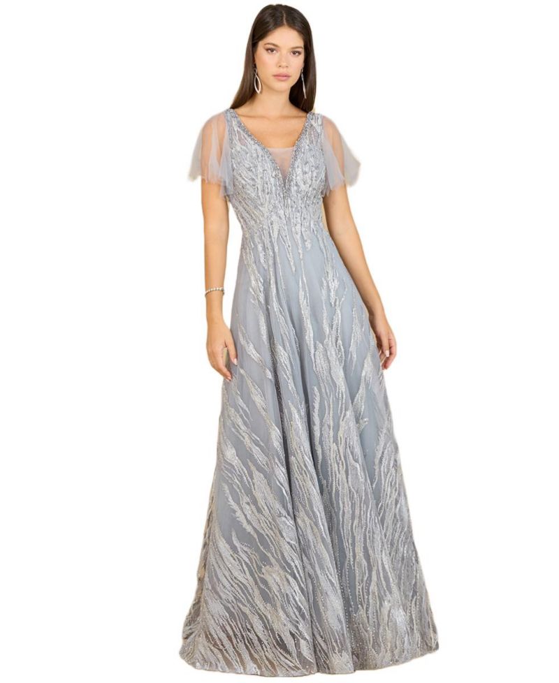 Women's Cape Sleeve V-Neck Gown