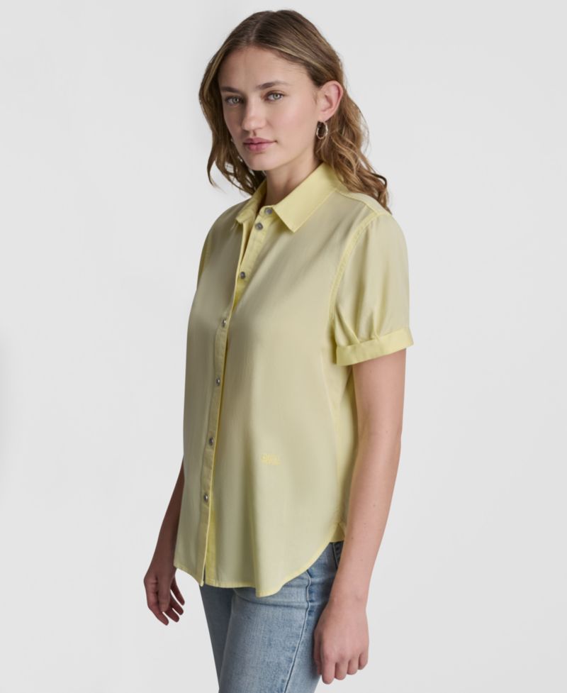 Petite Rolled Short-Sleeve Button-Up Shirt