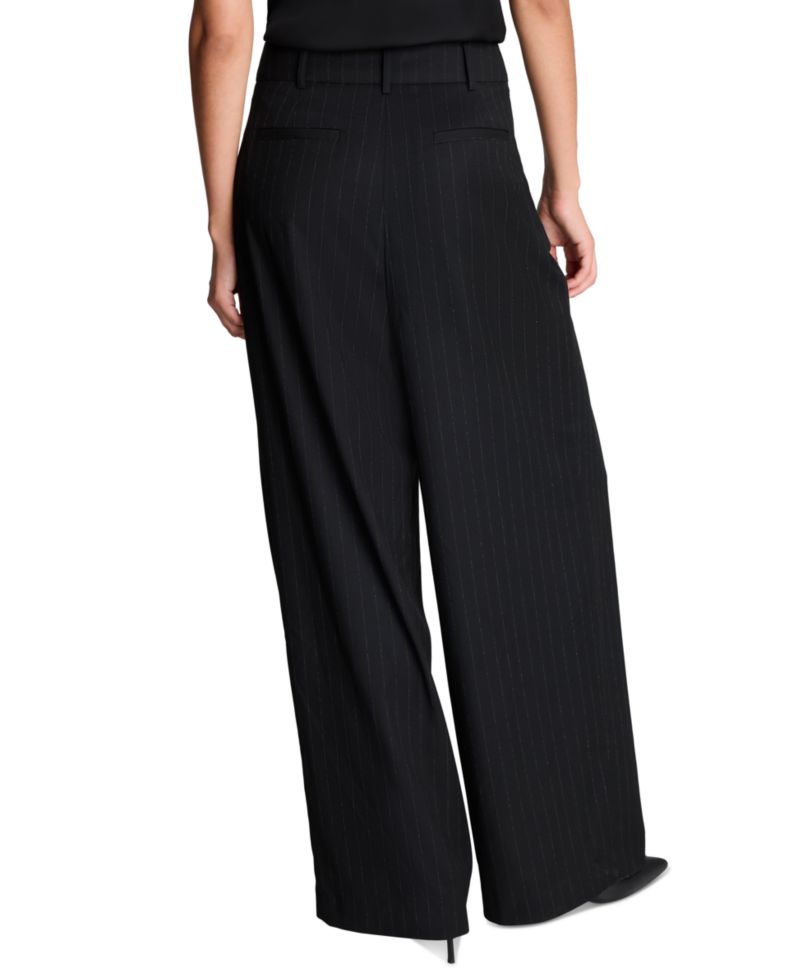 Women's Pinstripe Crossover Pleat Wide Leg