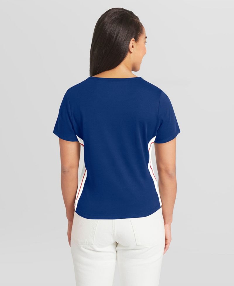Women's Royal Chicago Cubs Notch Neck Cropped T-Shirt