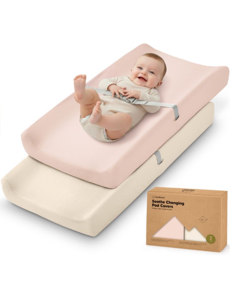 2pk Soothe Changing Pad Covers for Girl, Boy, Soft Cotton Contoured Diaper Changing Table Pad Covers