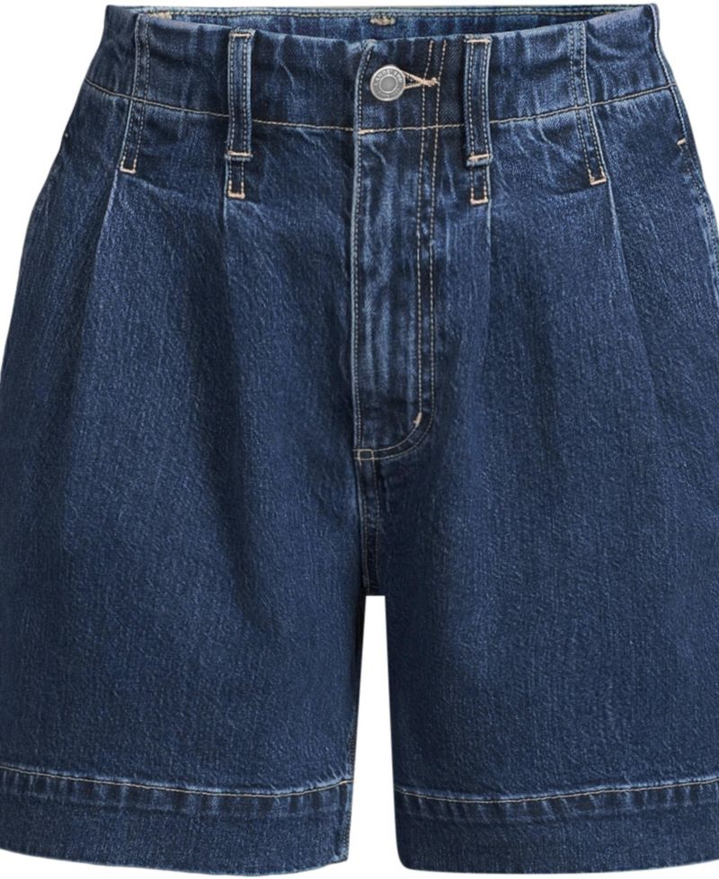 Women's Soft Denim High Rise 7" Pleated Trouser Shorts