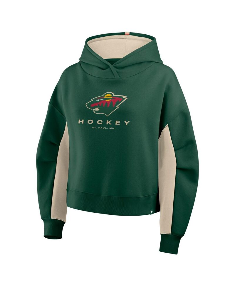Women's Green Minnesota Wild Back Check Boxy Hoodie