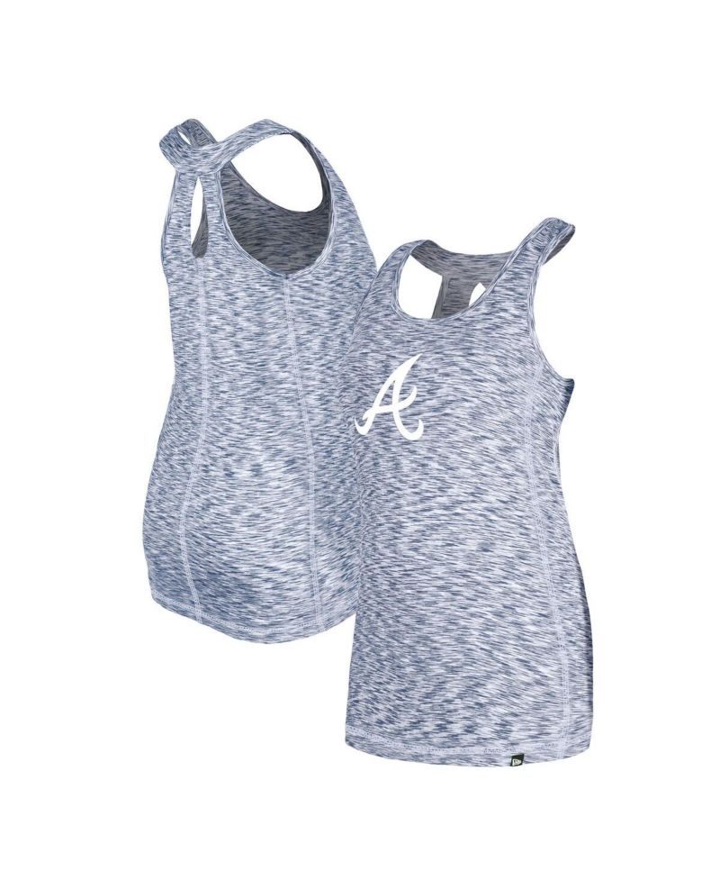 Women's Navy Atlanta Braves Space Dye Keyhole Back Tank Top