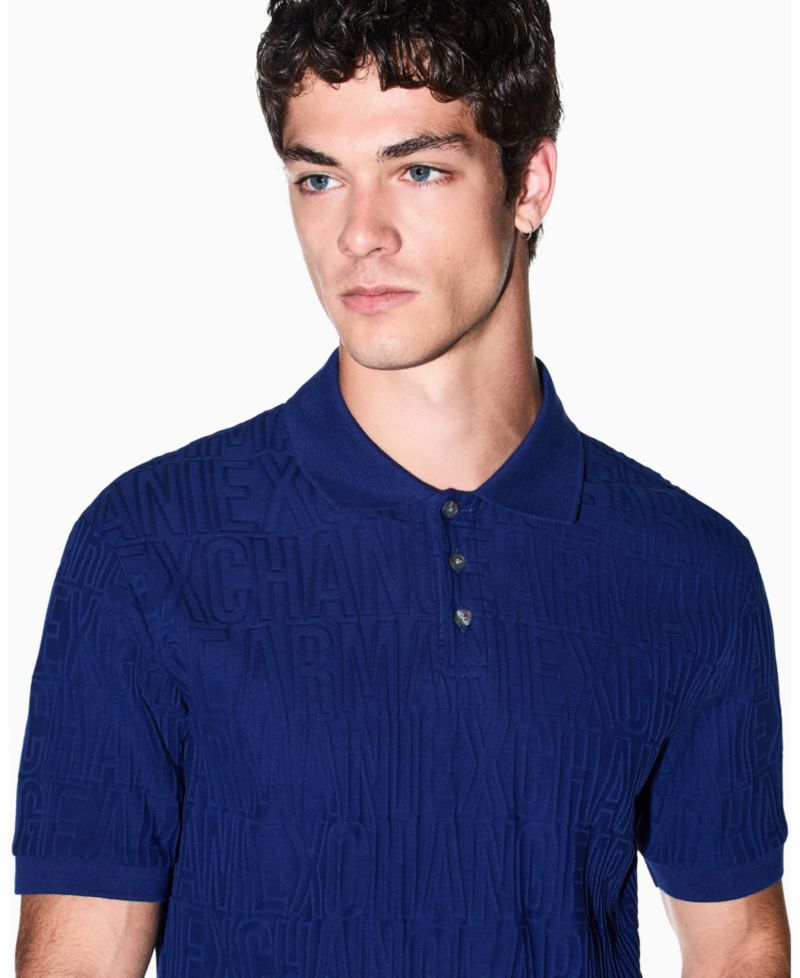 Men's Mercerized Jacquard Cotton All Over Logo Polo Shirt