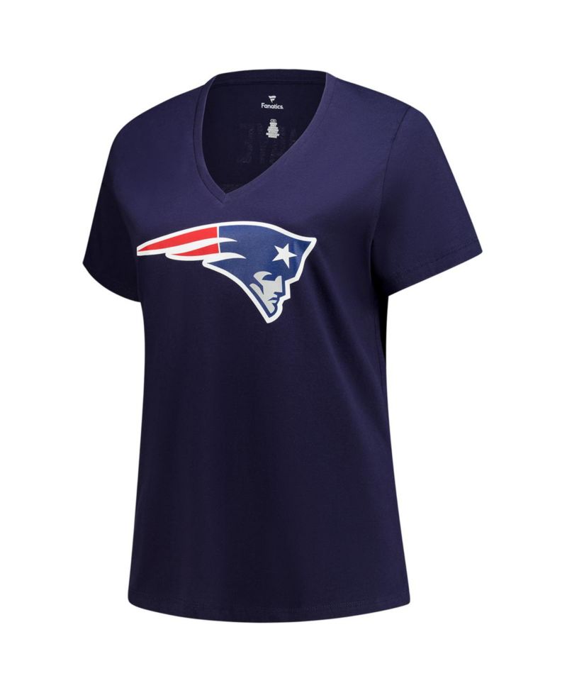 Women's Drake Maye Navy New England Patriots Plus Size Name & Number V-Neck T-Shirt