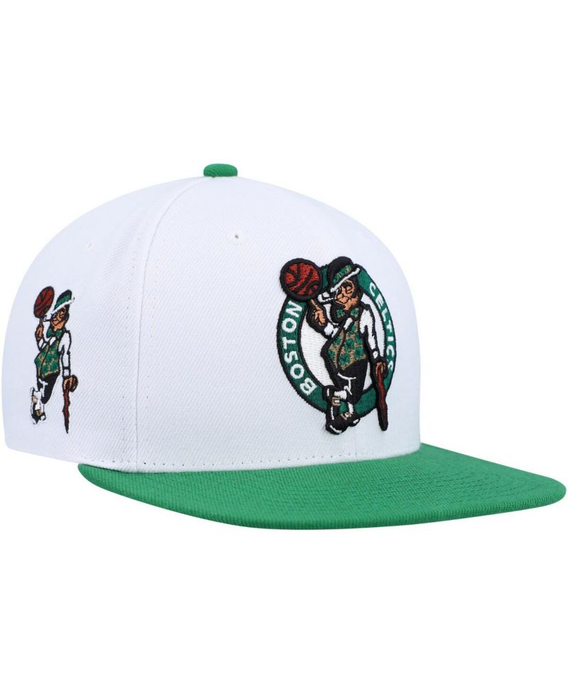 Men's White, Green Boston Celtics Side Core 2.0 Snapback Hat