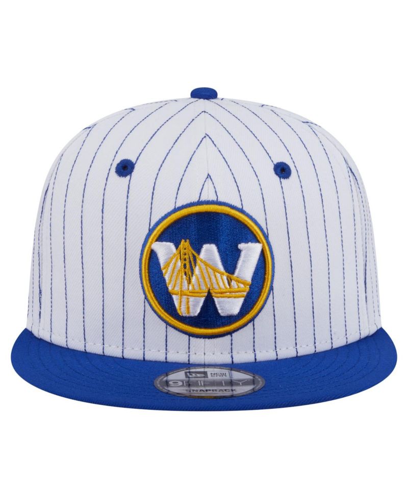 Men's White Golden State Warriors Deceptor Pinstripe 9FIFTY Snapback Hat