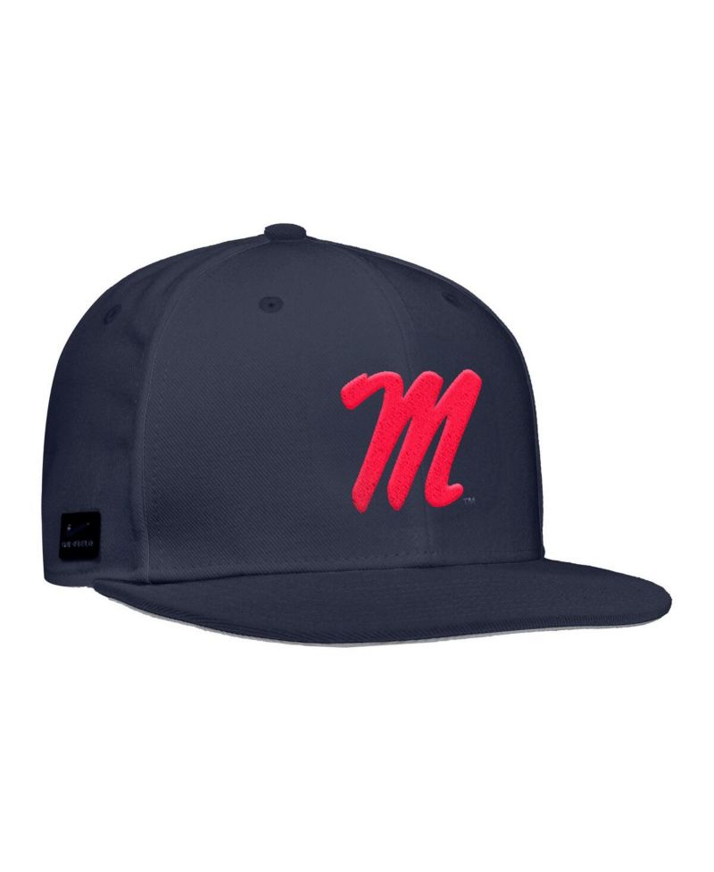 Men's Navy Ole Miss Rebels On-Field Baseball Performance Fitted Hat