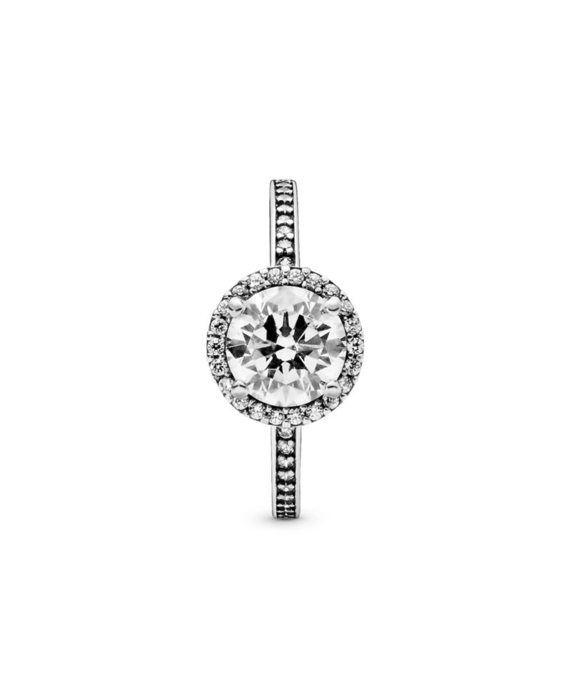 Cubic Zirconia Timeless Round Sparkle Halo Ring