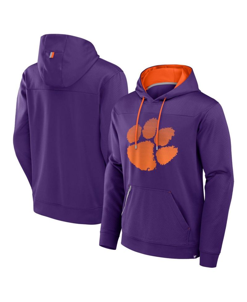 Men's Purple Clemson Tigers Defender Dot Faded Primary Pullover Hoodie