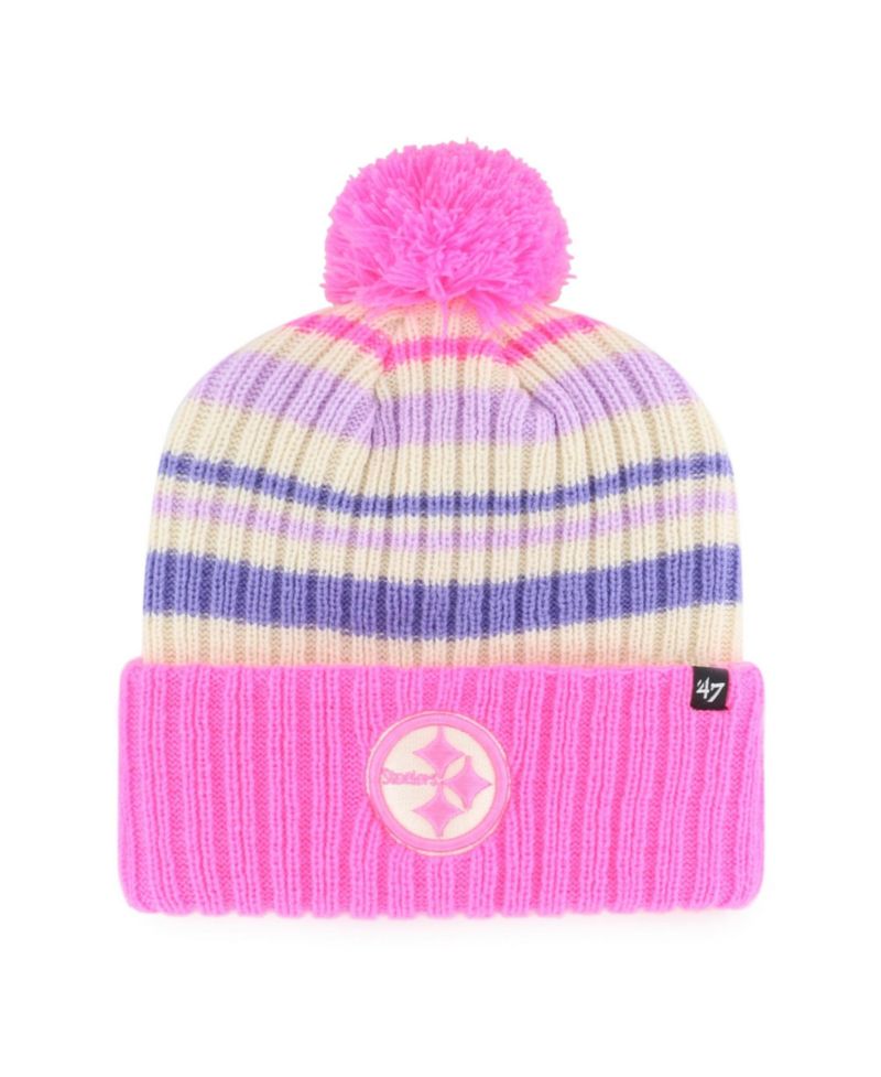 Big Boys and Girls '47 Pink Pittsburgh Steelers Snow Fort Cuffed Knit Hat