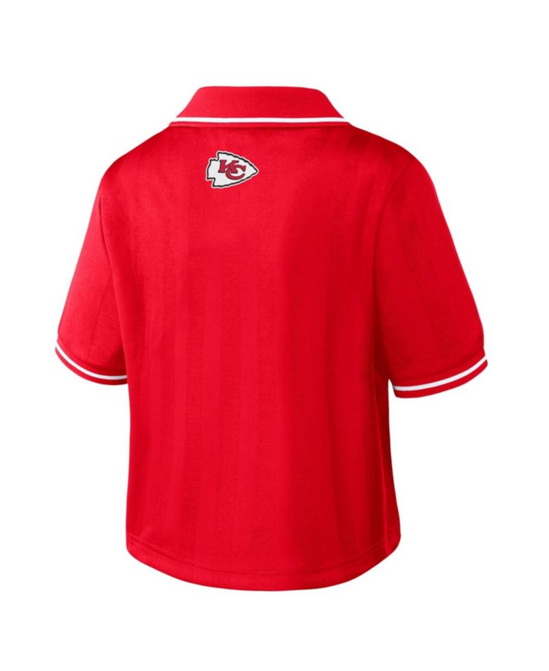 Women's Red Kansas City Chiefs Cropped Jersey Polo Shirt