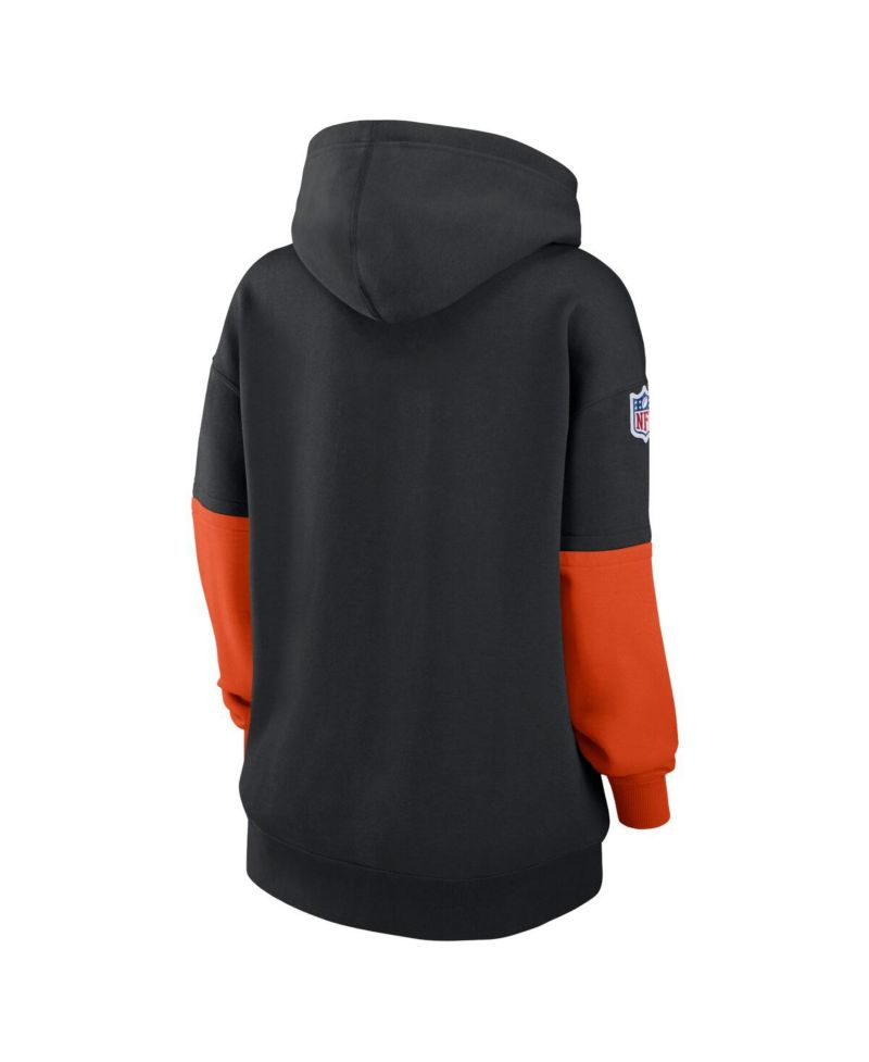 Women's Black Cincinnati Bengals 2024 Sideline Essential Fleece Pullover Hoodie