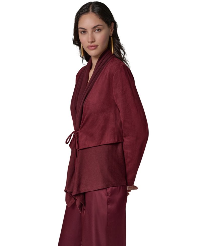 Women's Mxd Media Mixed-media Shawl Collar Jacket