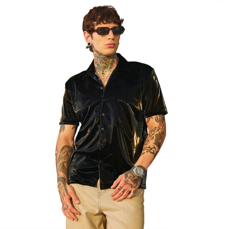 Men's Raven Black Patent Solid Shirt
