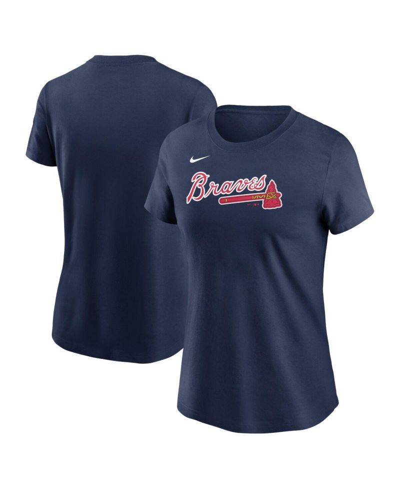 Women's Navy Atlanta Braves Wordmark T-shirt
