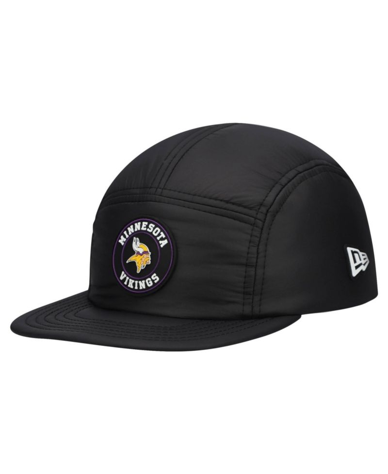 Men's Black Minnesota Vikings Quilted Camper Adjustable Hat